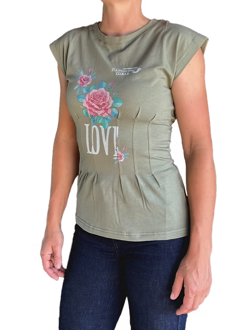 T-shirt Ranch Girls NORA` verde salvia