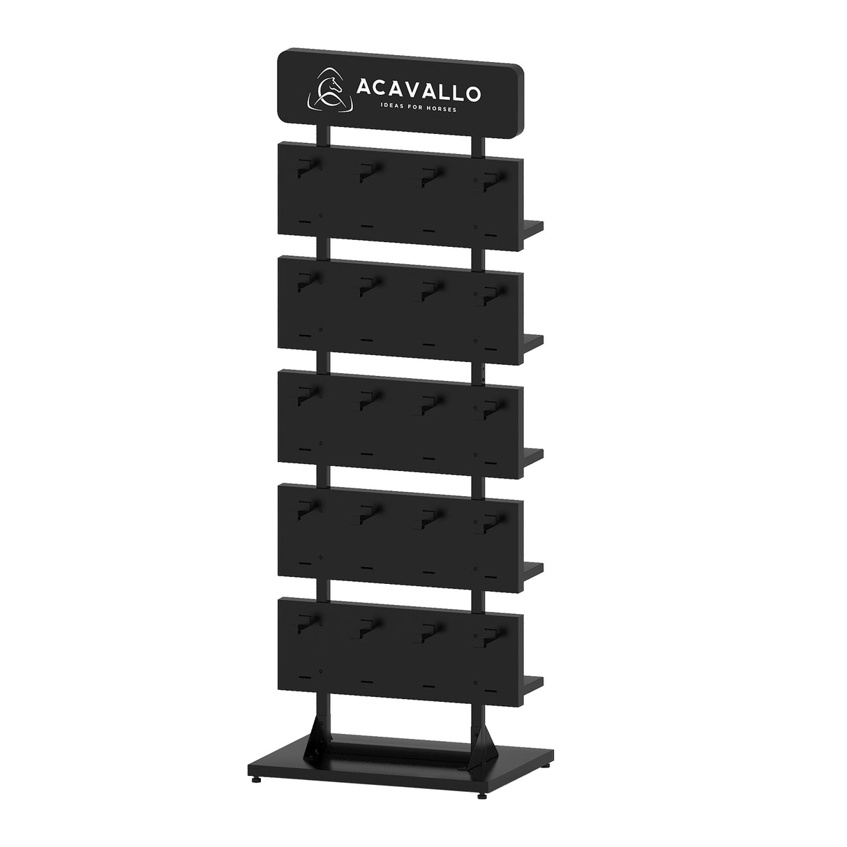 Display portastaffe mdf in acciaio con finitura verticale, logo acavallo 198x50x70