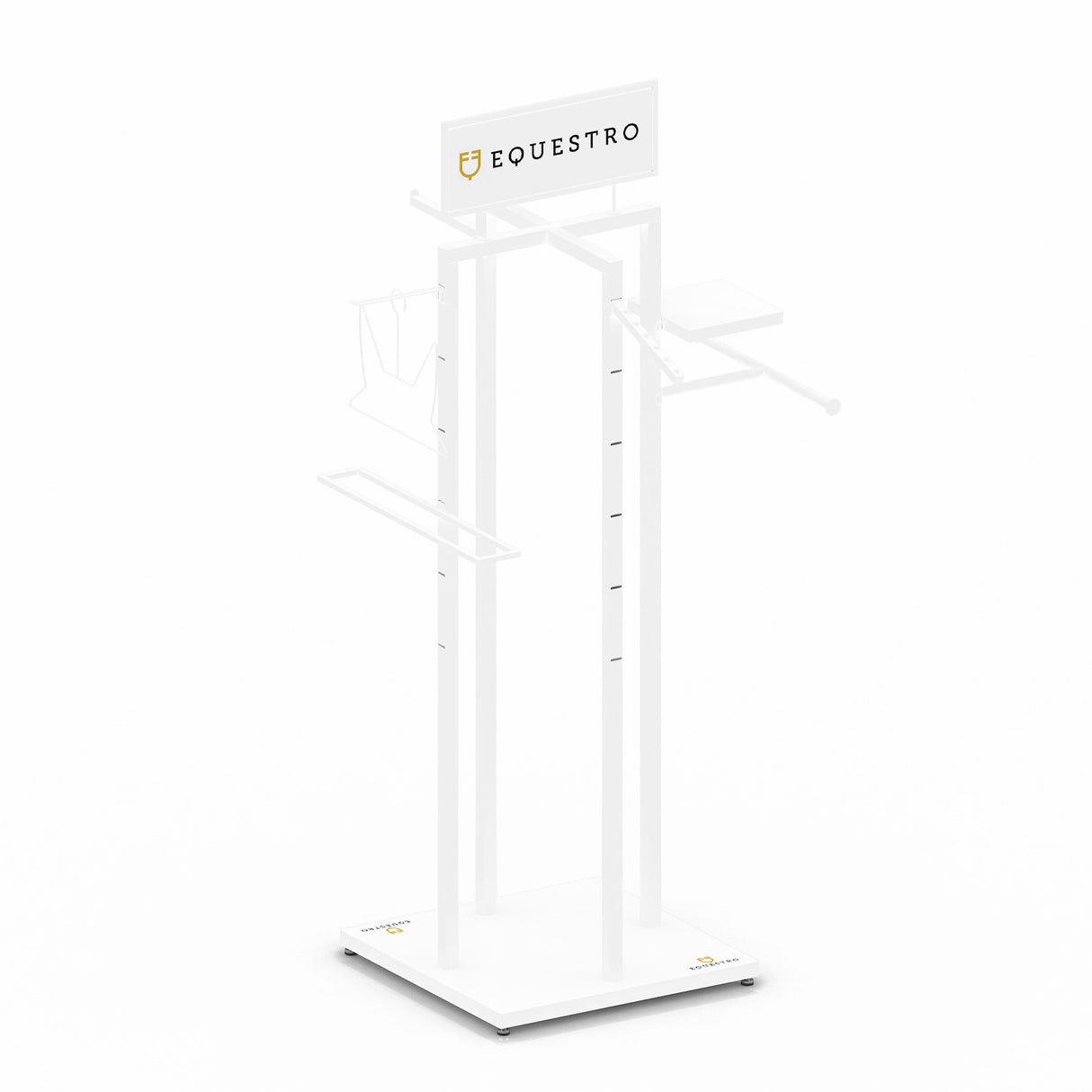 Espositore abbigliamento cavallo/cavaliere in acciaio bianco L600/W600/H1810 mm