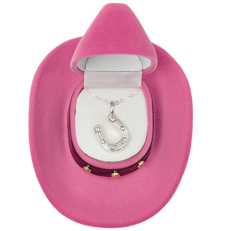 Collana a ferro di cavallo in confezione regalo a forma di cappello da cowboy