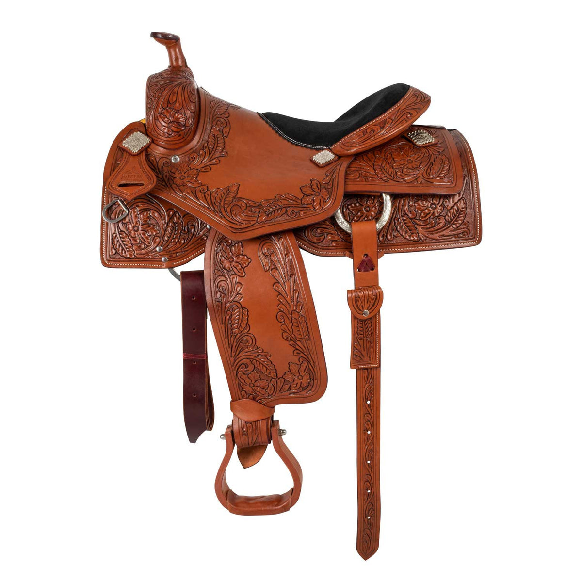 Sella Western da Lavoro McBryan Classic – Chestnut Ingrassato con Flower Tooling