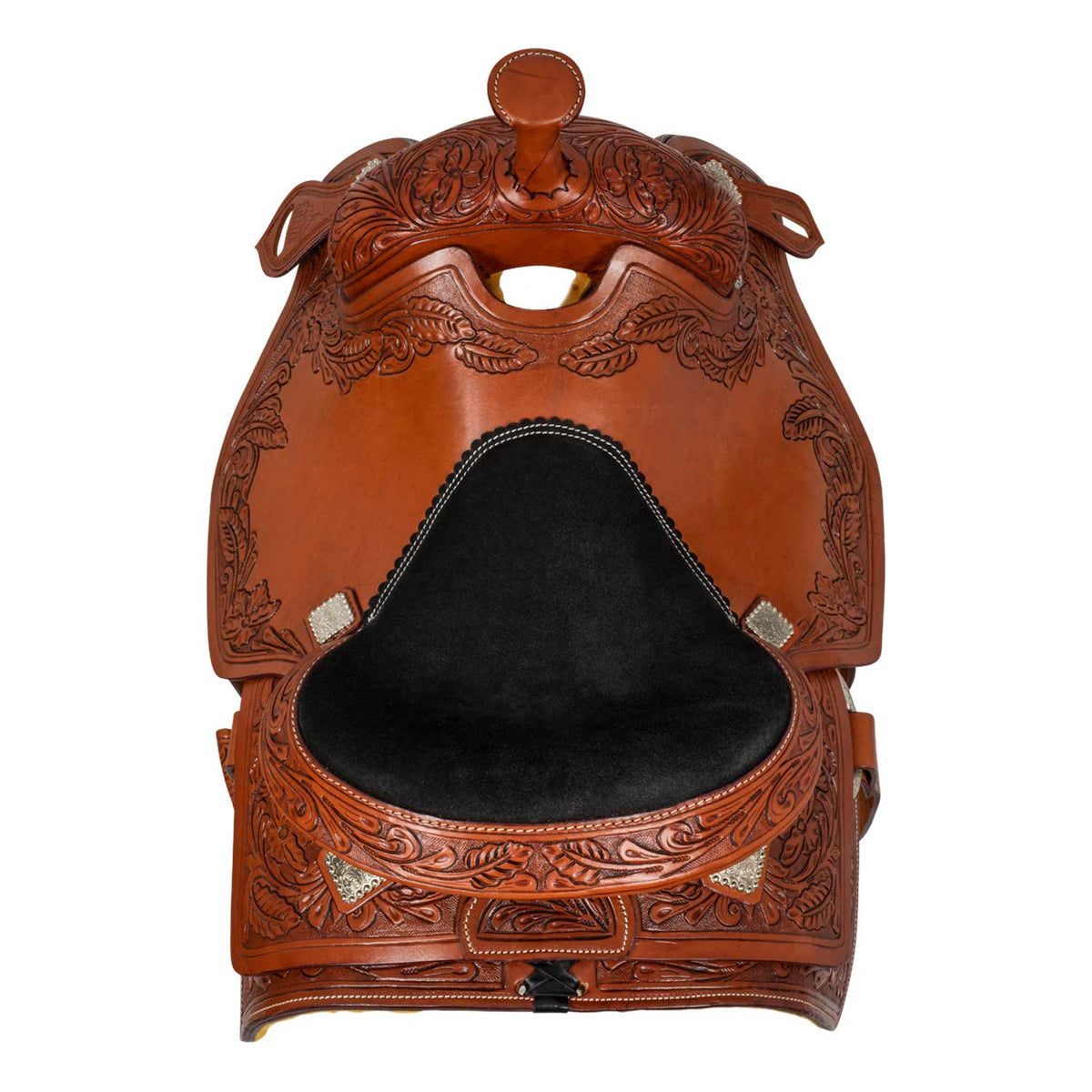 Sella Western da Lavoro McBryan Classic – Chestnut Ingrassato con Flower Tooling