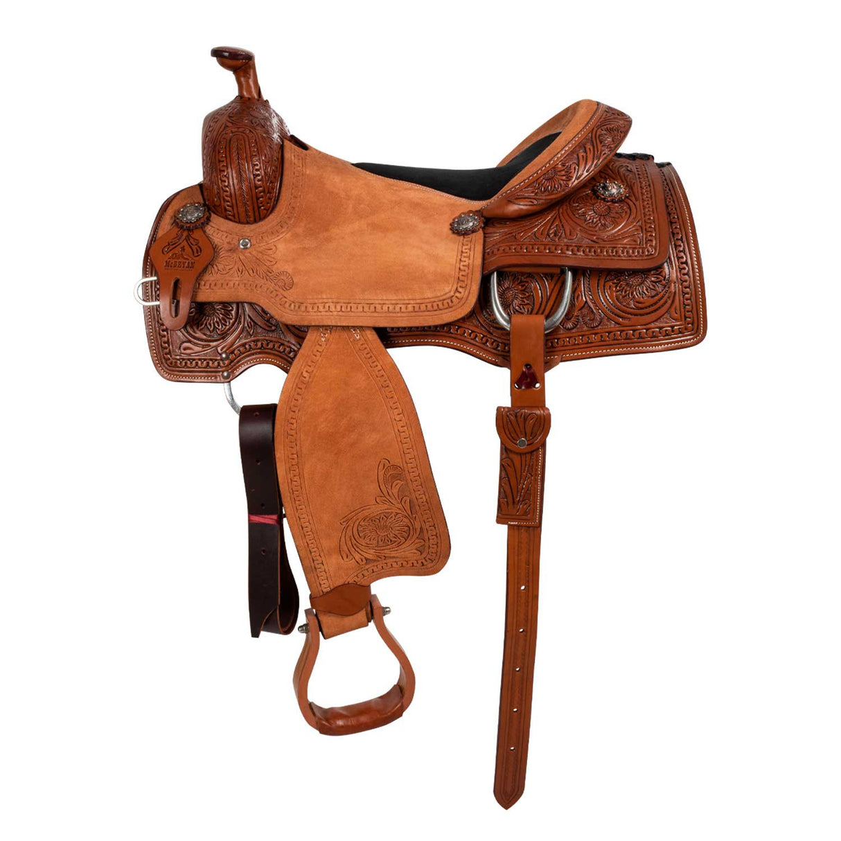 Sella Western da Lavoro McBryan Wrainbow – Chestnut con Flower Tooling
