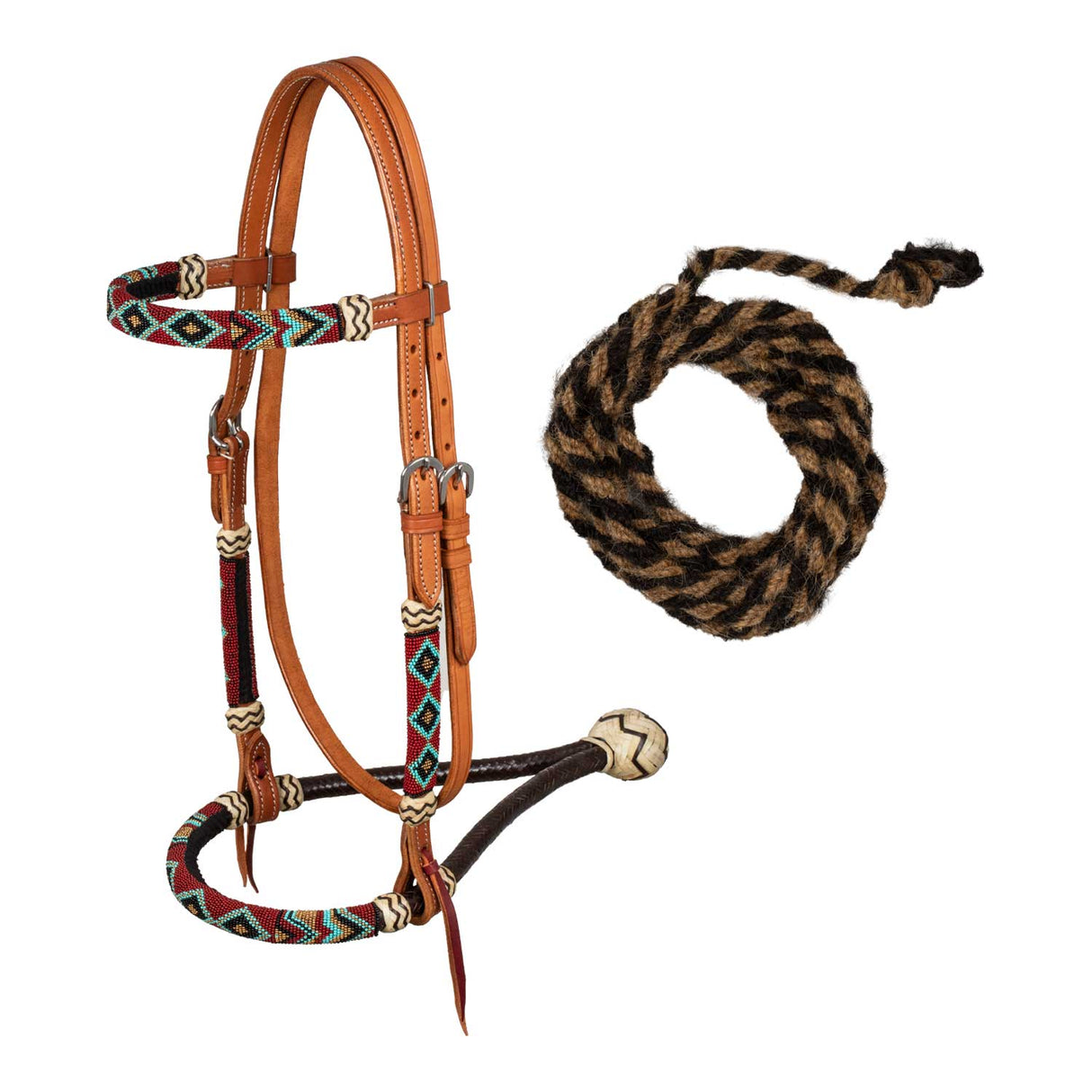 BOSAL SET CON PERLE BORDO' E REDINI MECATE IN CRINE