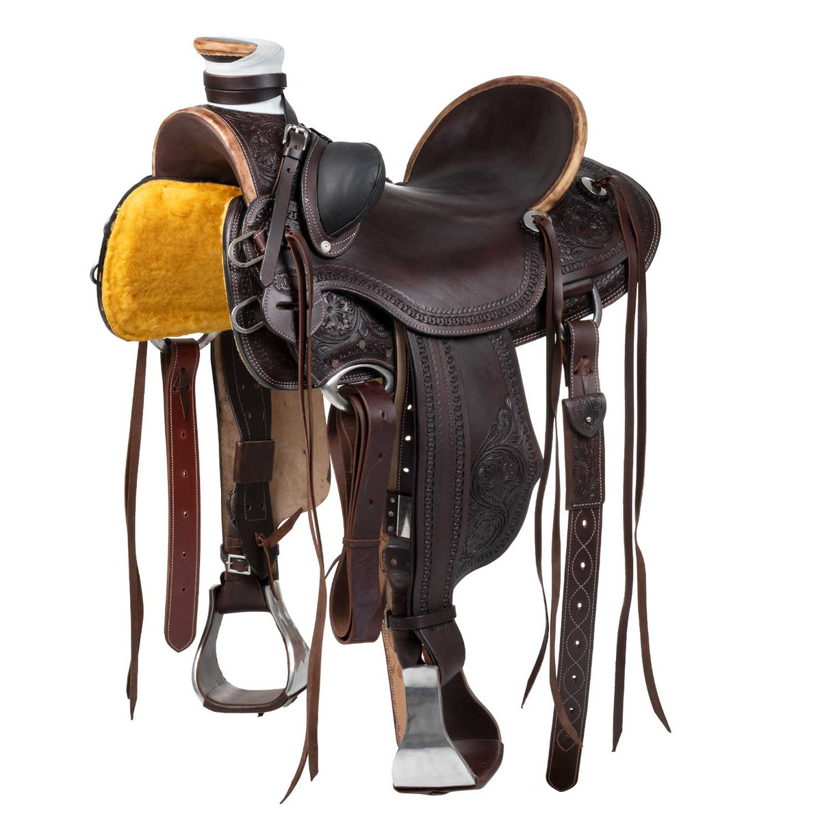 SELLA WESTERN WADE RANCH FLOWER TOOLING SADDLE