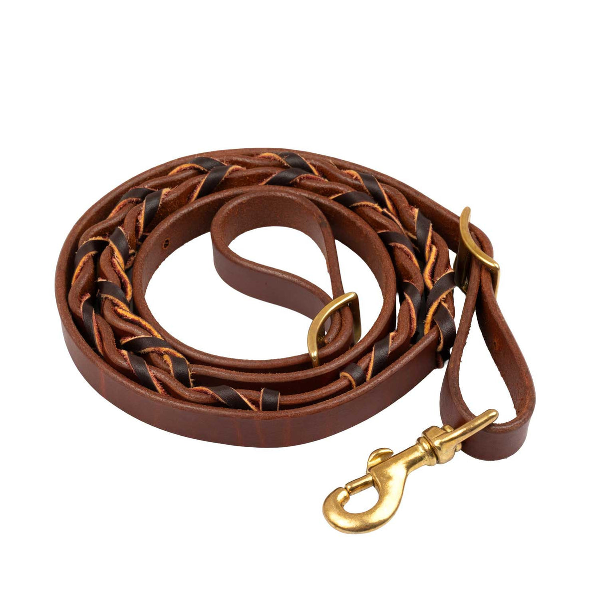 Redini western bilanciate in cuoio ingrassato intrecciato 2,2 m