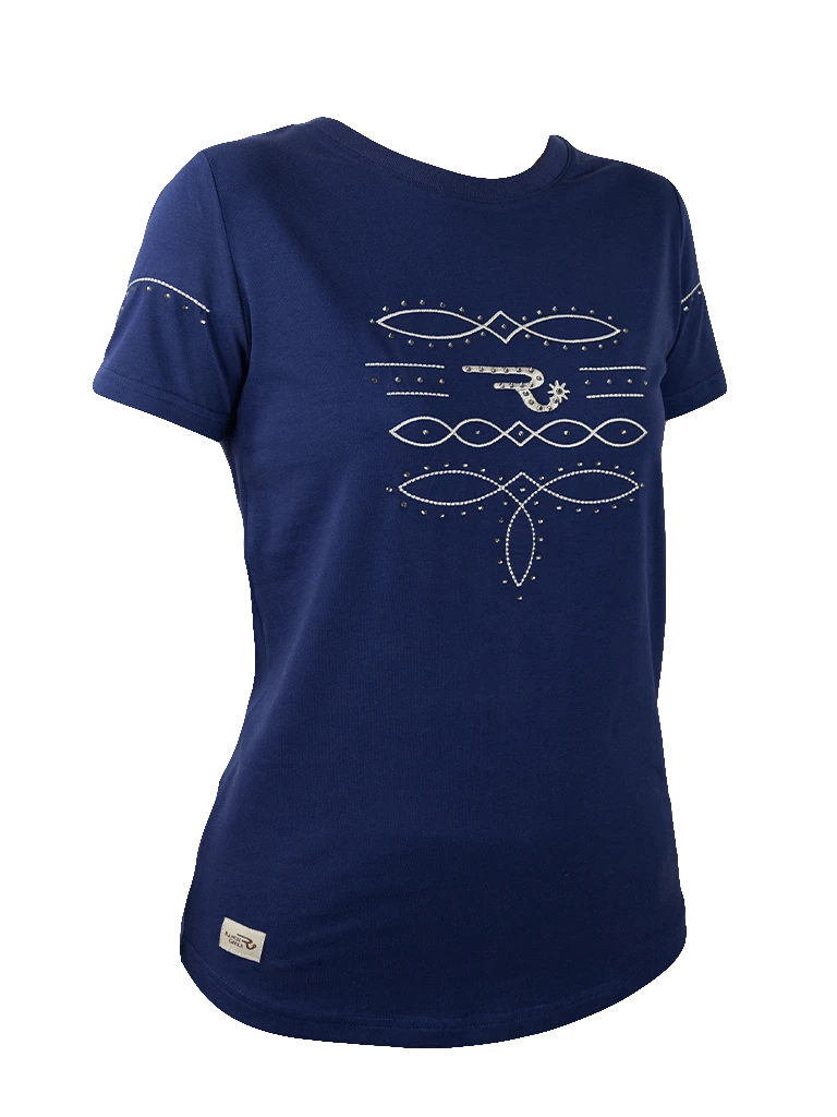 T-shirt Ranch Girls con strass ´WILMA` blu navy