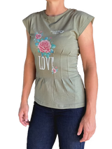 T-shirt Ranch Girls NORA` verde salvia