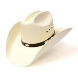 Cappello americano da cowboy in paglia naturale con fascia con concho argentato.