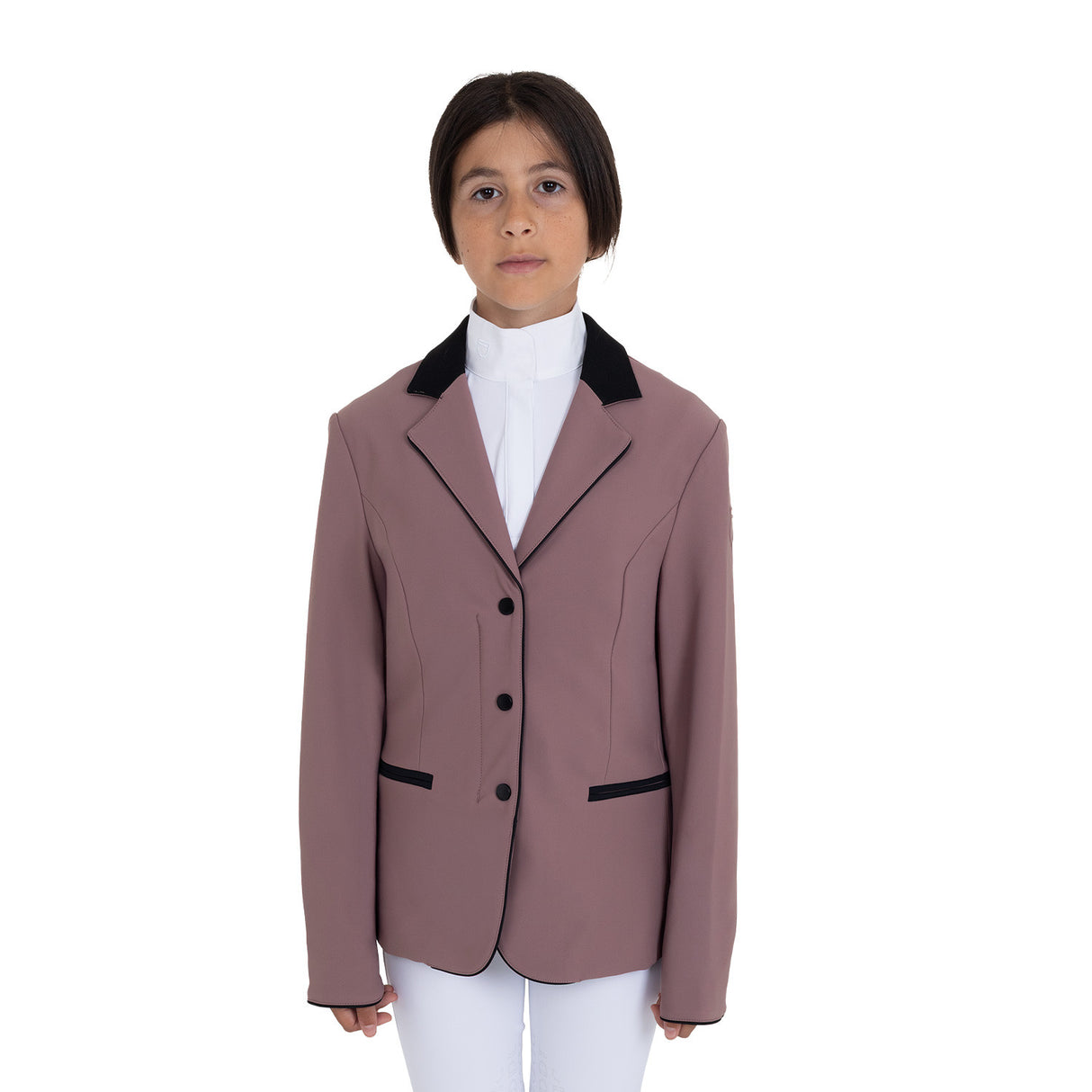 Giacca da Concorso Bambini Unisex Equestro – Zip e Tre Bottoni a Pressione con Logo Spalla