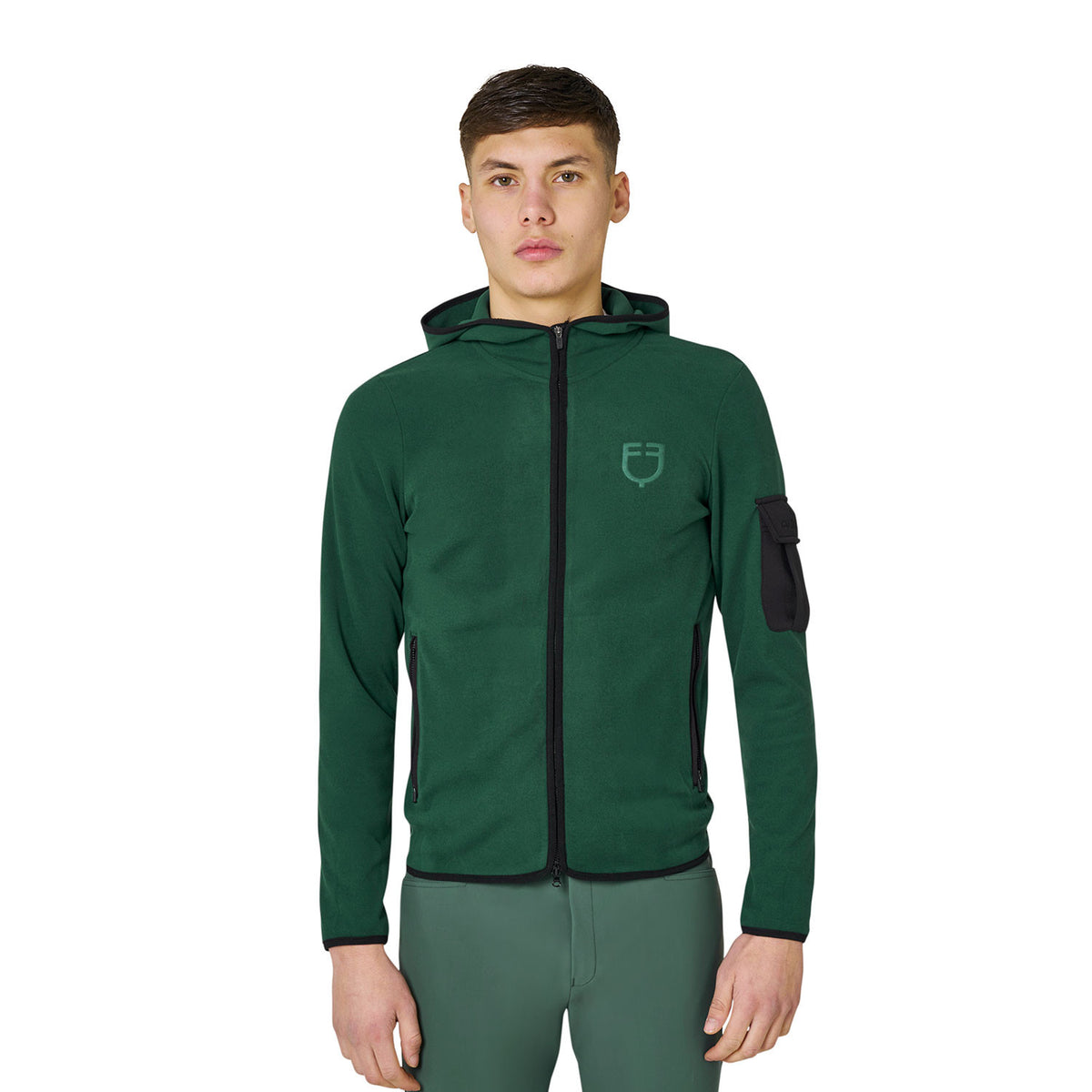 Felpa uomo Equestro in pile con cappuccio e zip