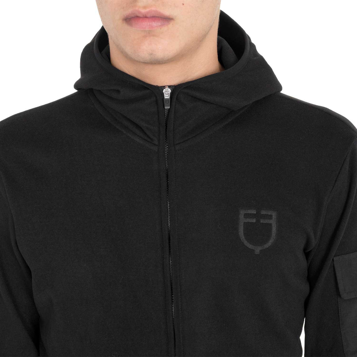 Felpa uomo Equestro in pile con cappuccio e zip