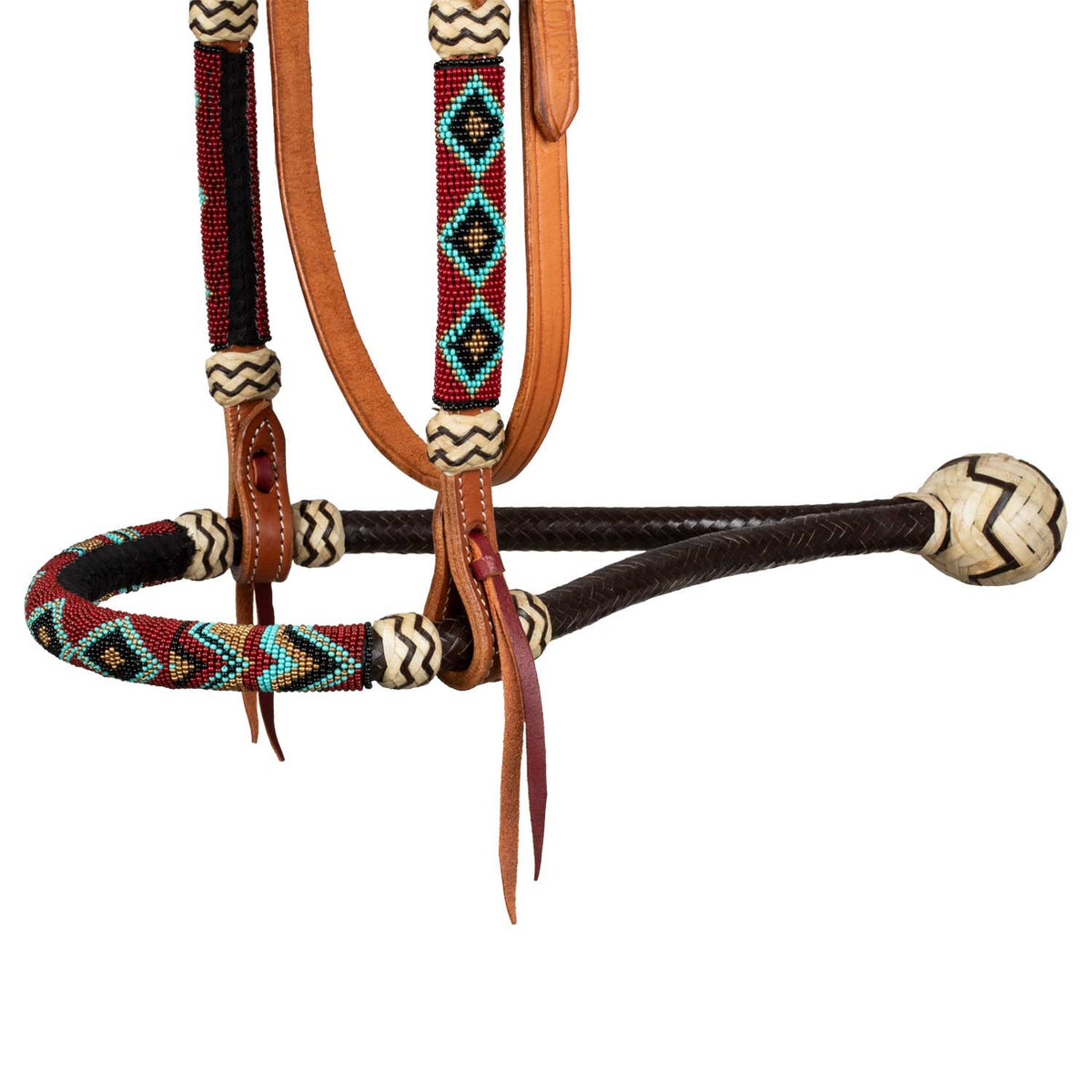 Bosal Set Pool's con Perle Bordò Navajo e Redini Mecate in Crine