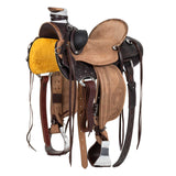 Sella Western Wade Ranch Pool's – Reverse Dark Brown con Flower Tooling