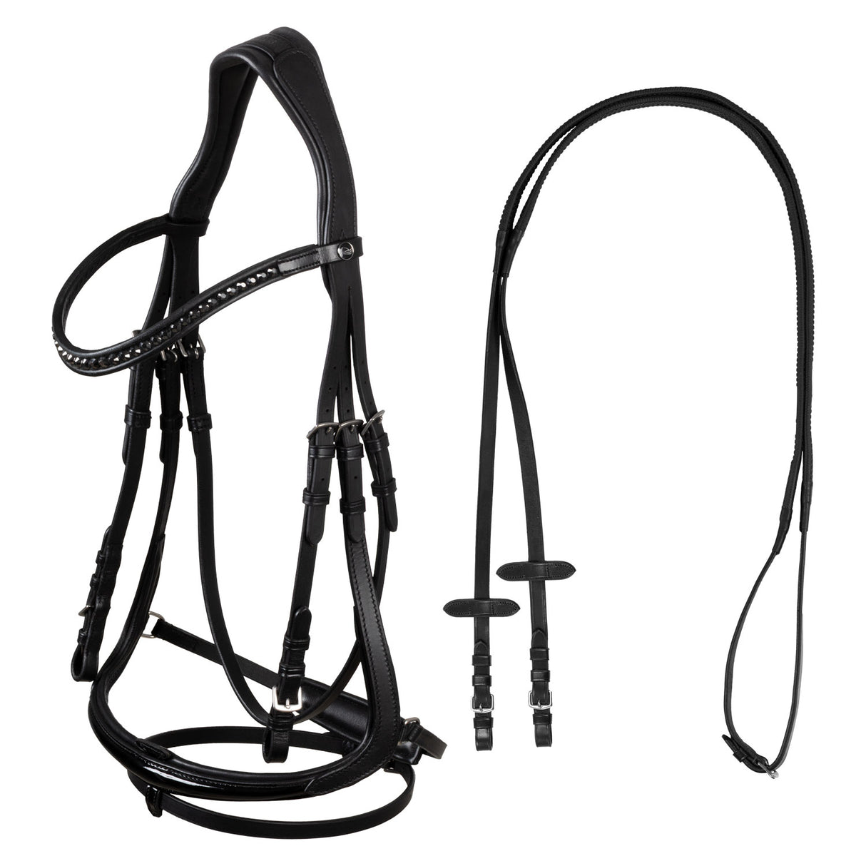 TESTIERA DRESSAGE MODELLO HEMELITE CON REDINI IN GOMMA